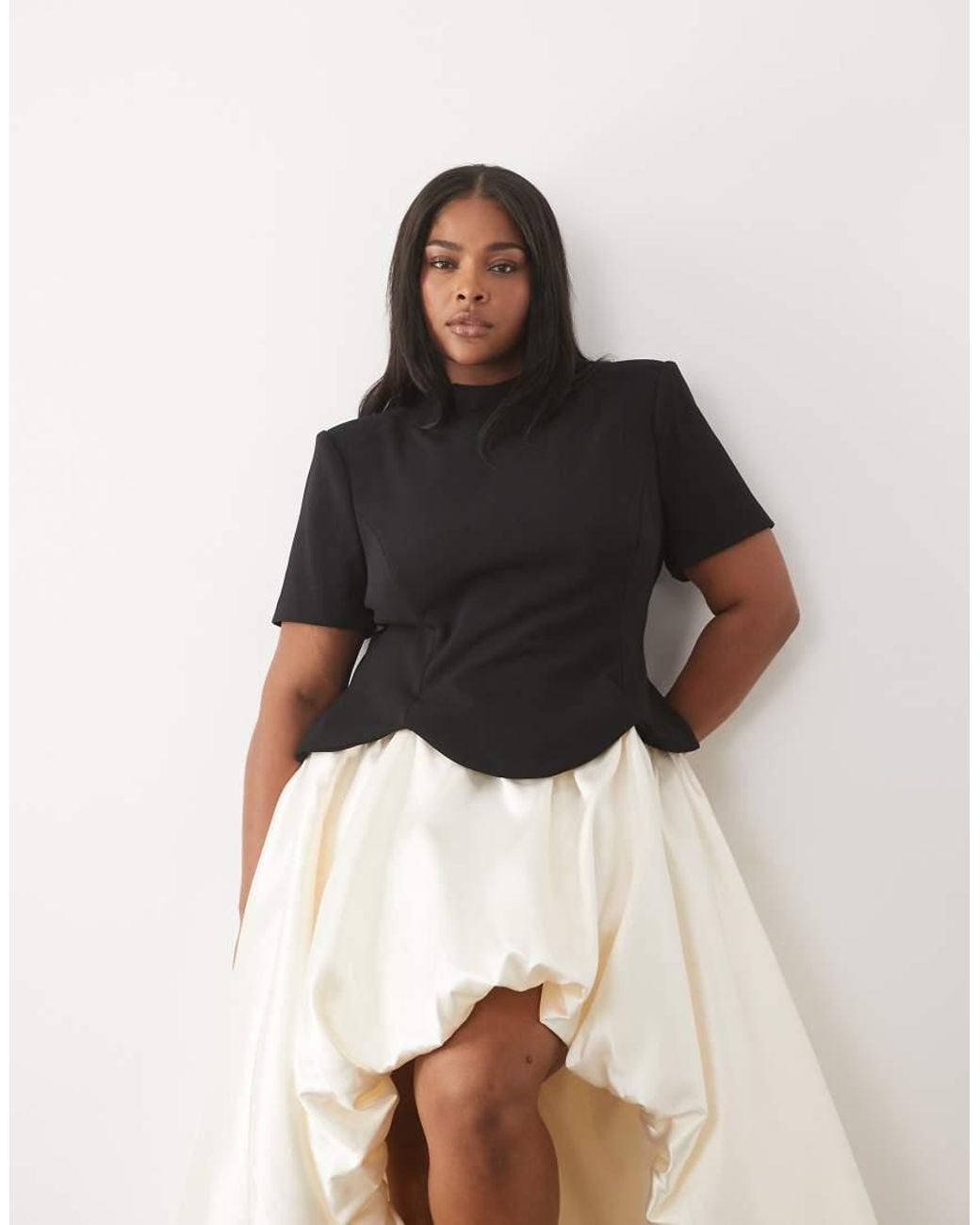 ASOS Black Curve Structured Bodice Bubble Hem Dress