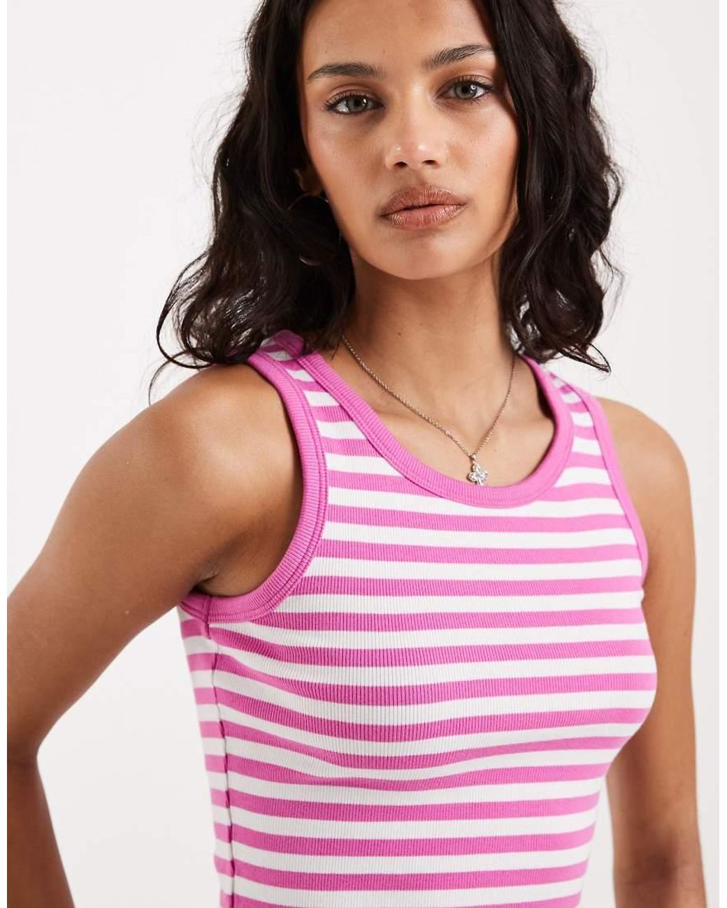 JJXX Red Fallon Ribbed Cropped Vest