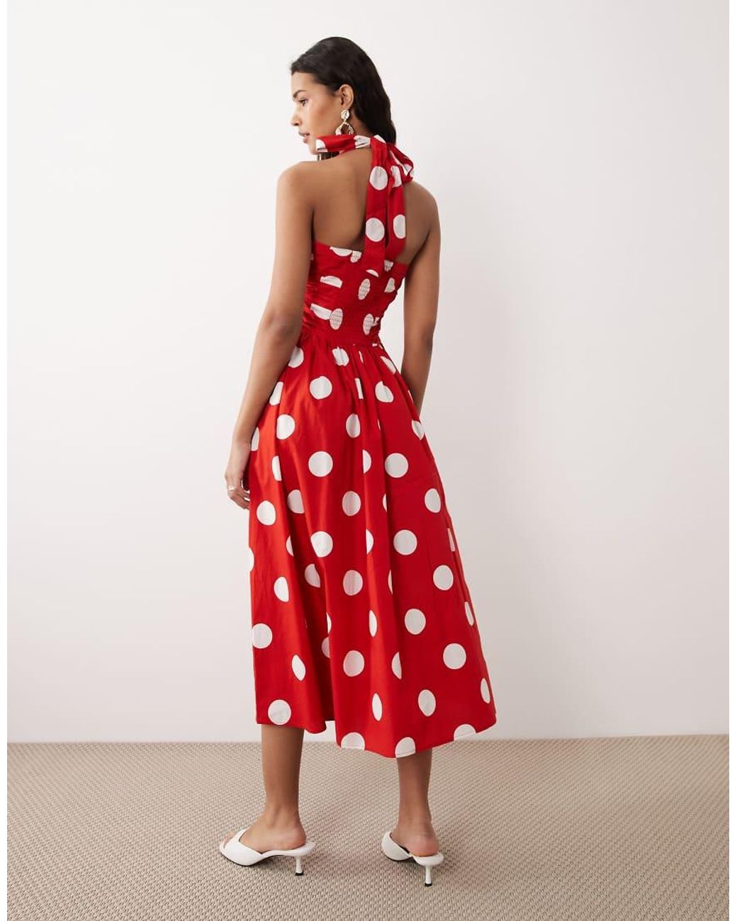 Nobody's Child Red Lilah Cotton Occasion Halter Midi Dress