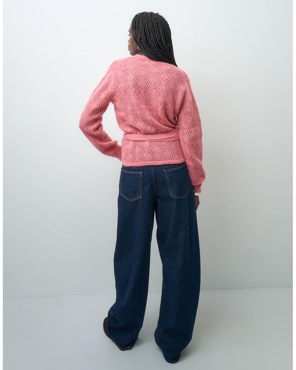 & Other Stories Red Mohair Wrap Cardigan With Balloon Sleeves