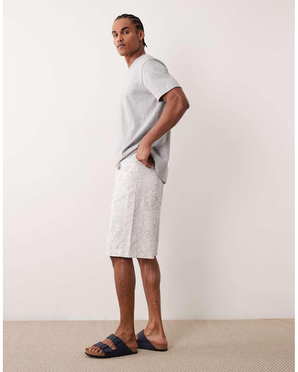ASOS Natural Longer Length Jort for men
