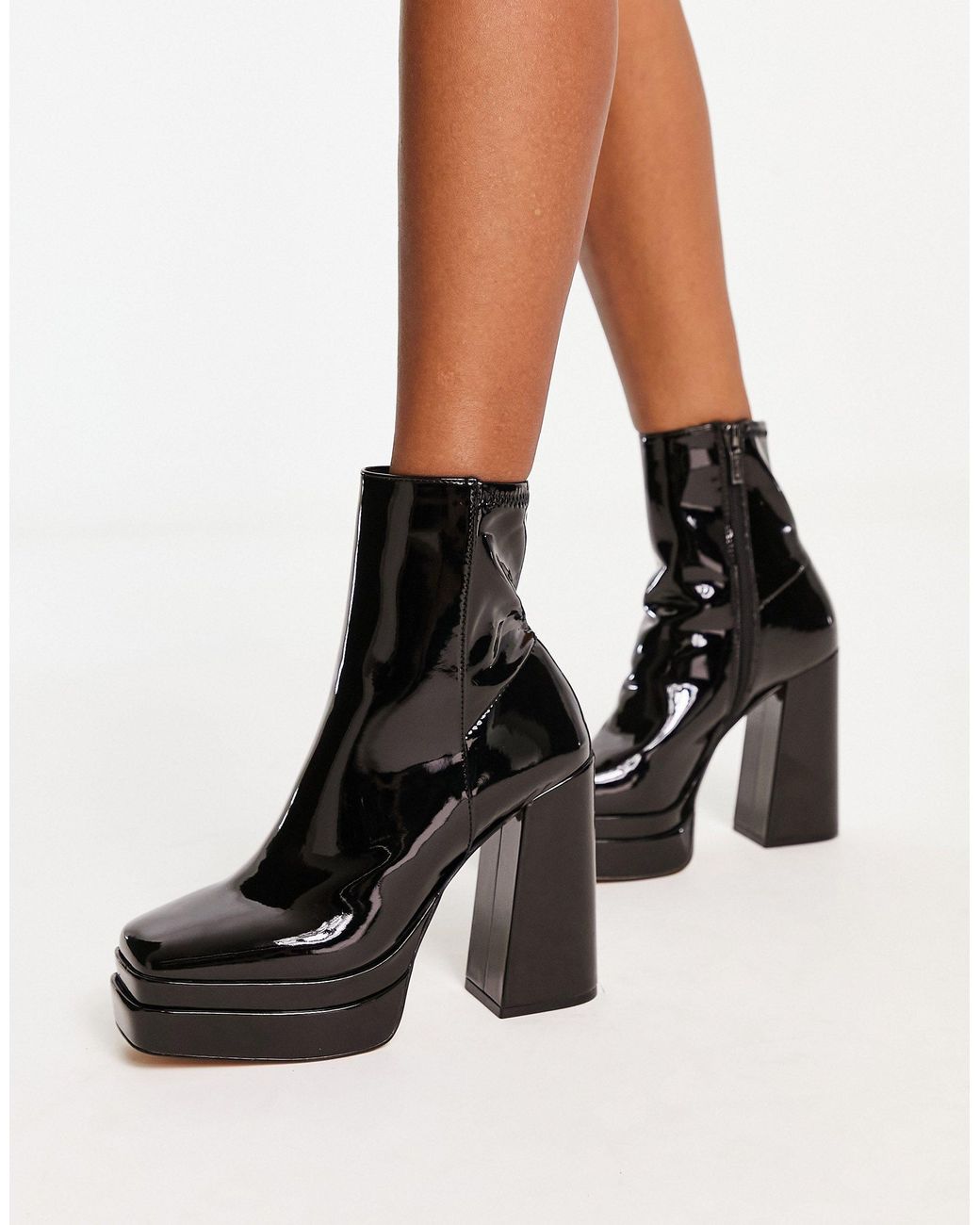 ALDO Mabel Square Toe Platform Heeled Boots in Black | Lyst