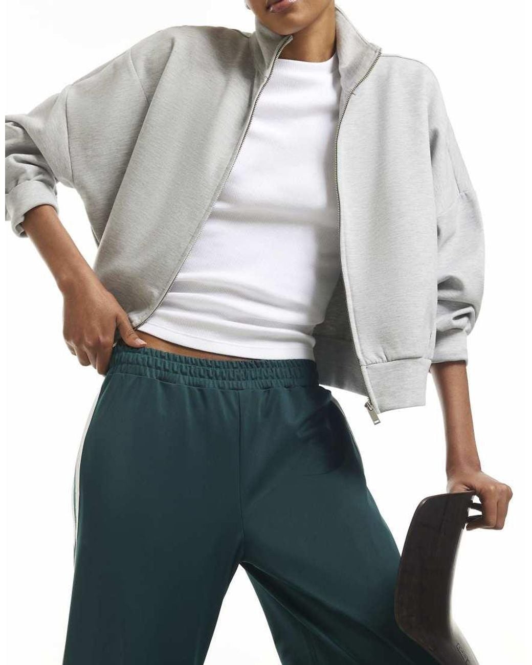 River Island Blue Side Stripe Wide Leg Track Joggers