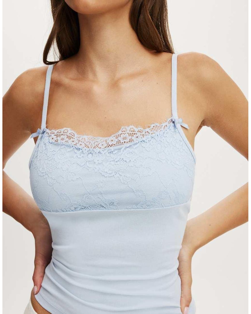 Cotton On Blue Dreamy Soft Lace Overlay Cami