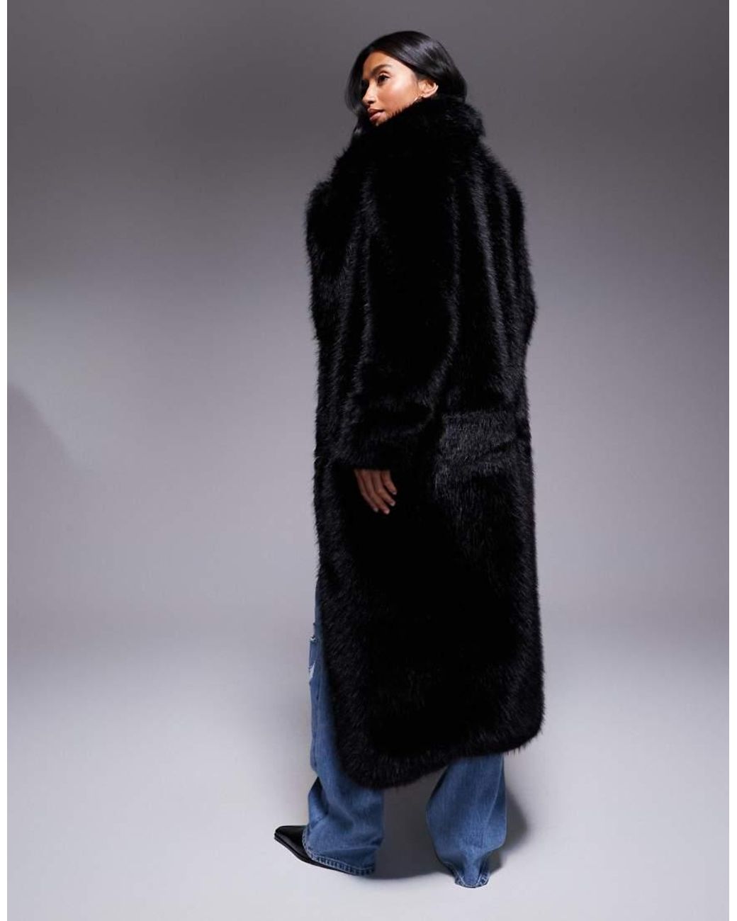 Forever New Blue Faux Fur Coat