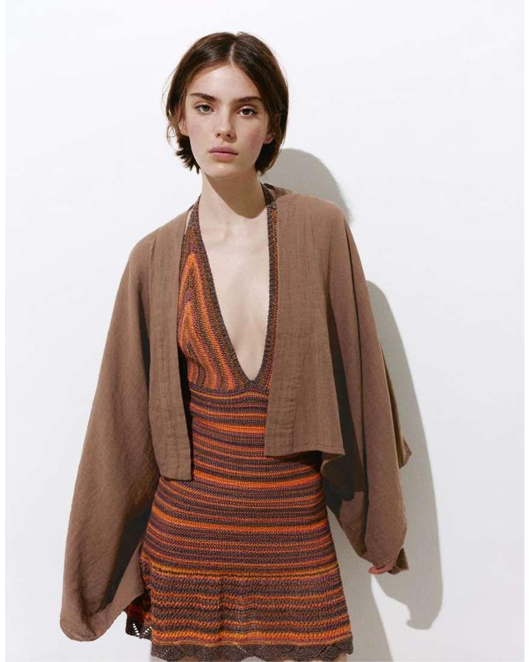 Pull&Bear Brown Short Chiffon Kimono