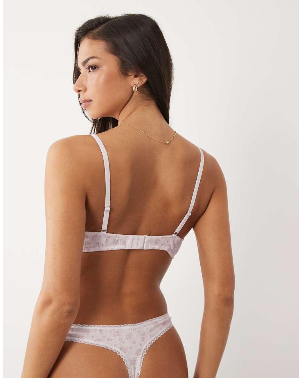 ASOS Brown Faye Pointelle Underwire Bra With Lace Trim