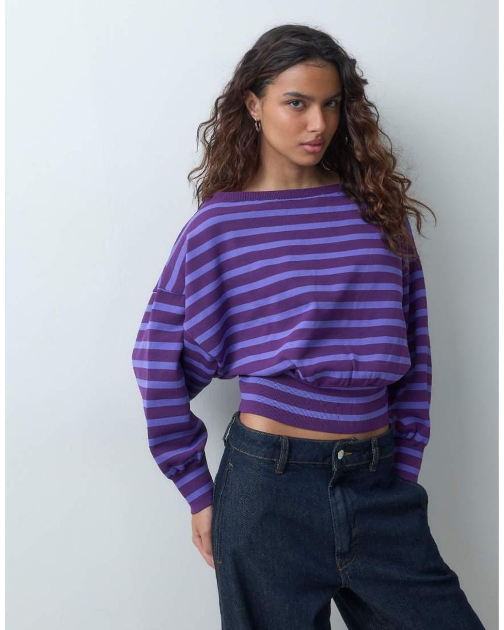 ASOS Purple Knitted Off Shoulder Jumper