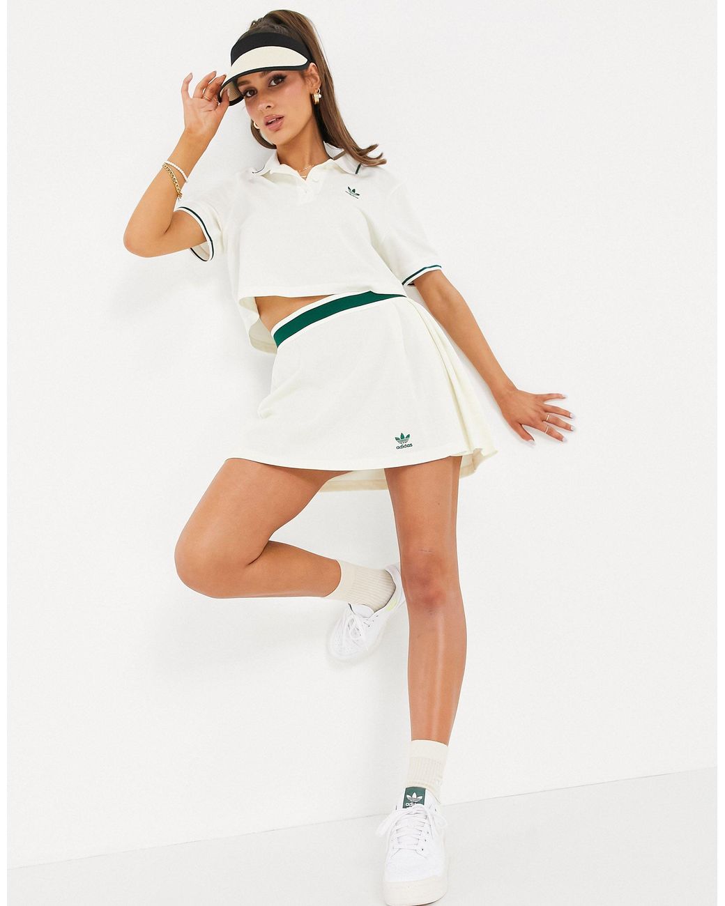adidas Originals 'tennis Luxe' Logo Pleated Skirt in White | Lyst