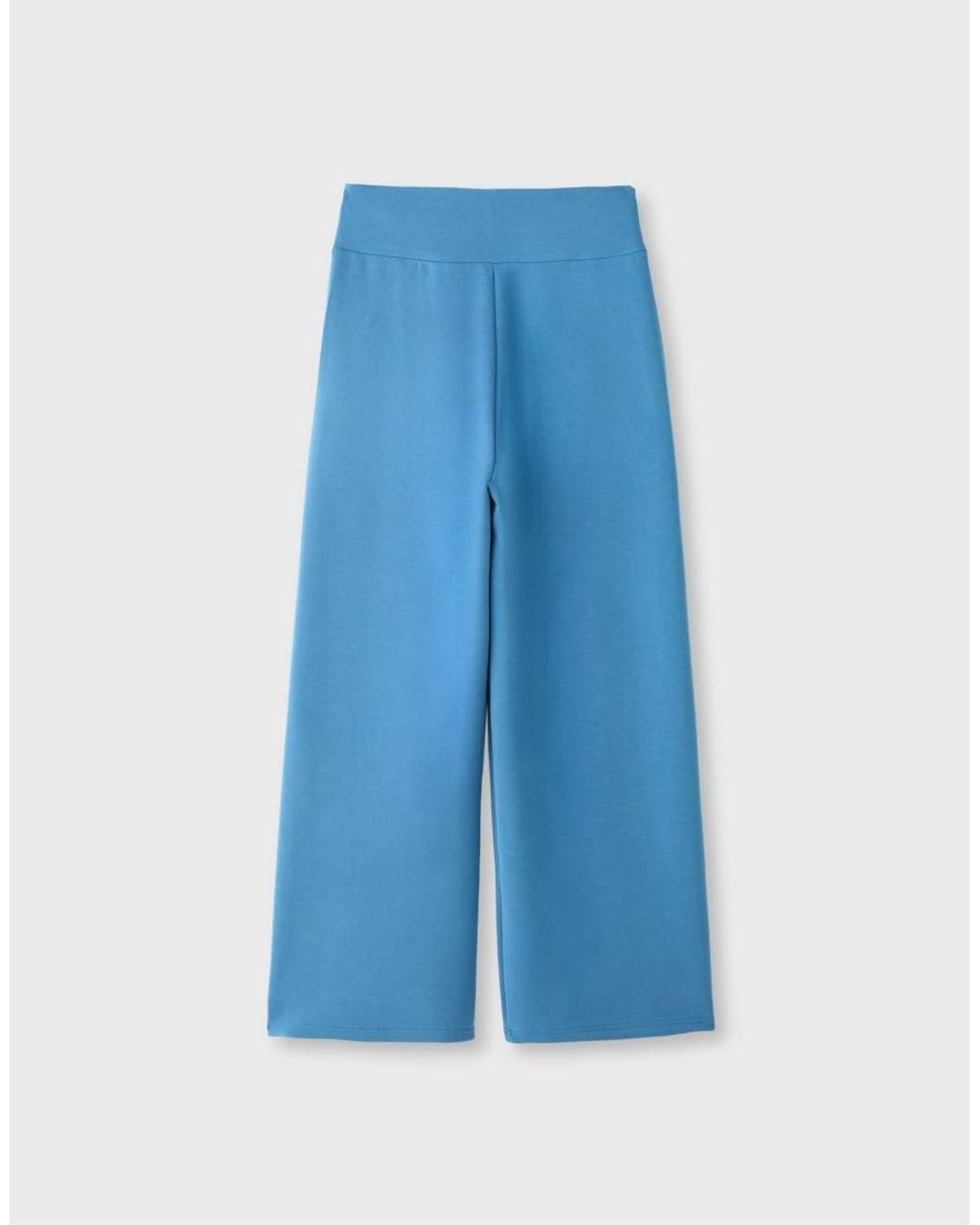 Stradivarius Blue Soft-touch Wide-leg Trousers With Darts