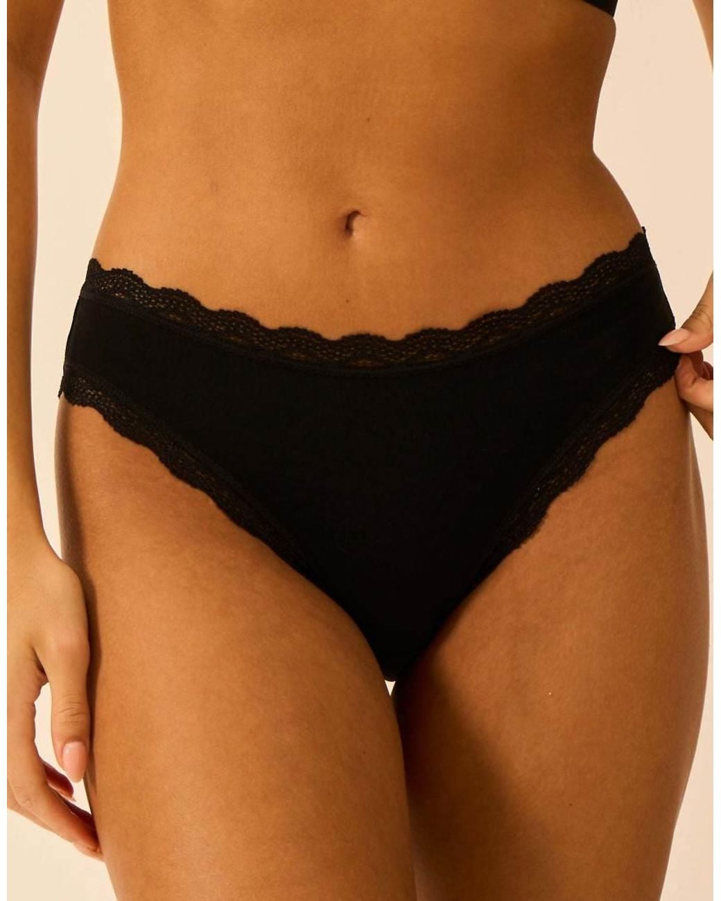 Stripe & Stare Black Mid Rise High Leg Knicker Four Pack
