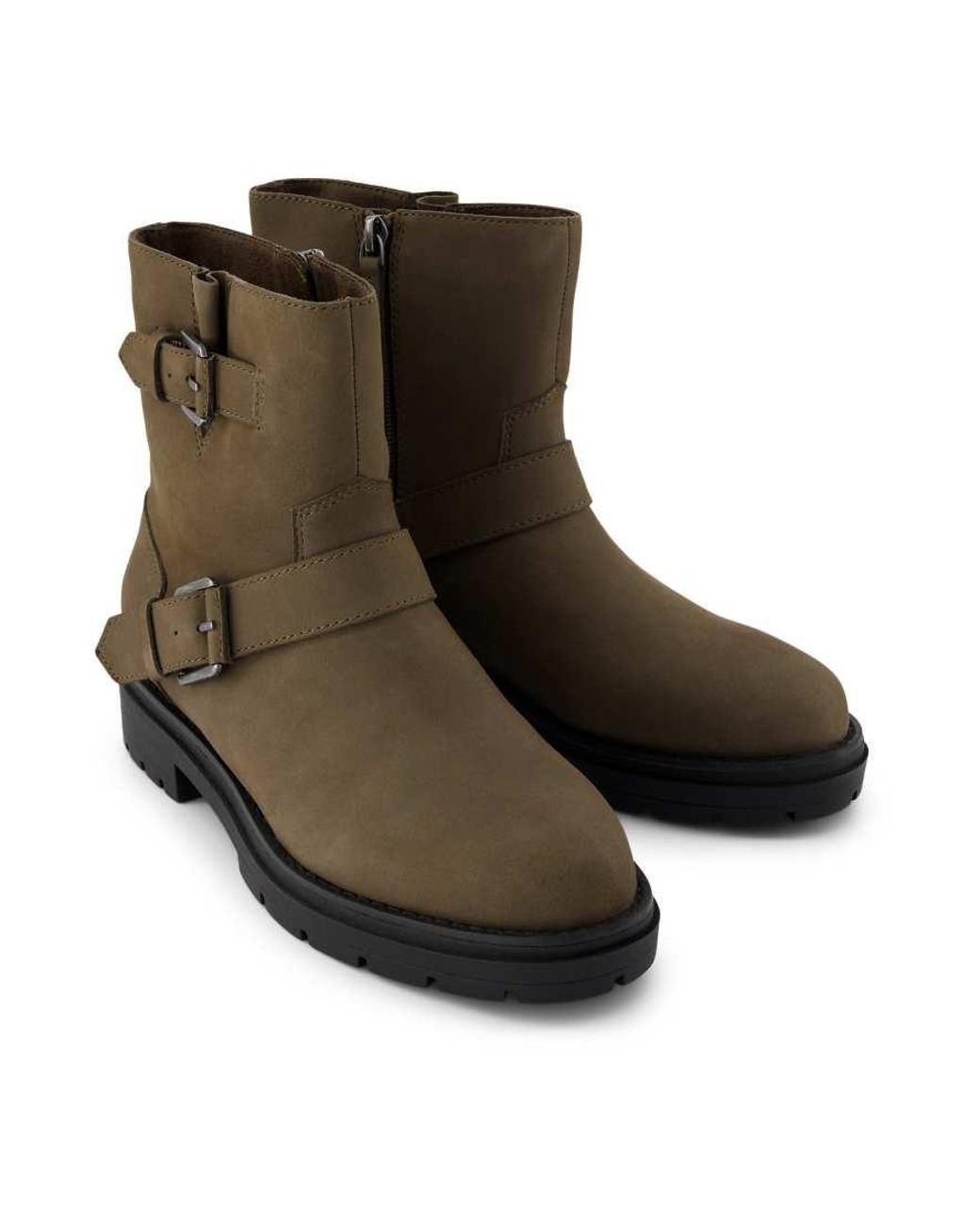 TOMS Brown Ionie Moto Ankle Boots Canteen Khaki