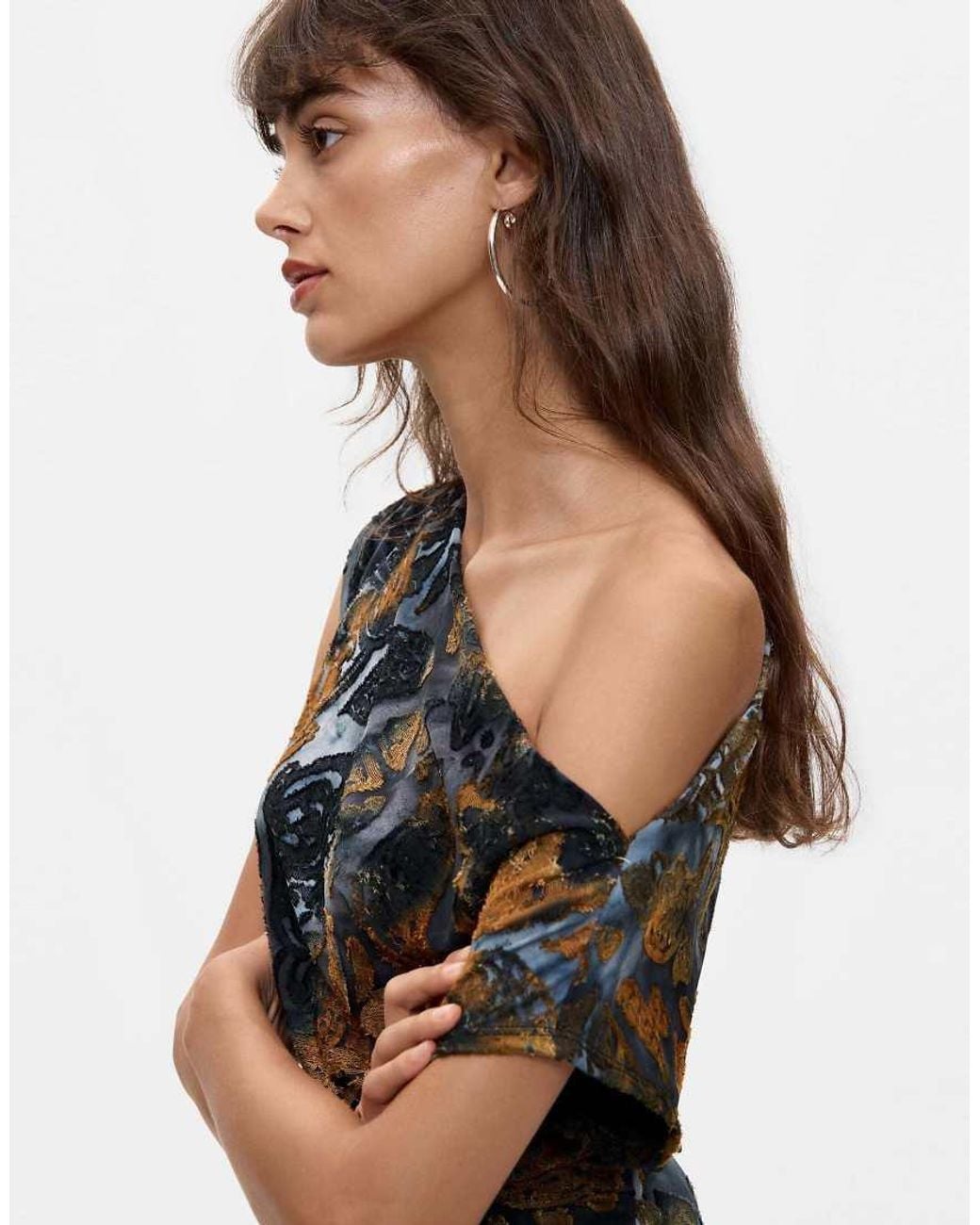 Desigual Black Asymmetric Flocked Top
