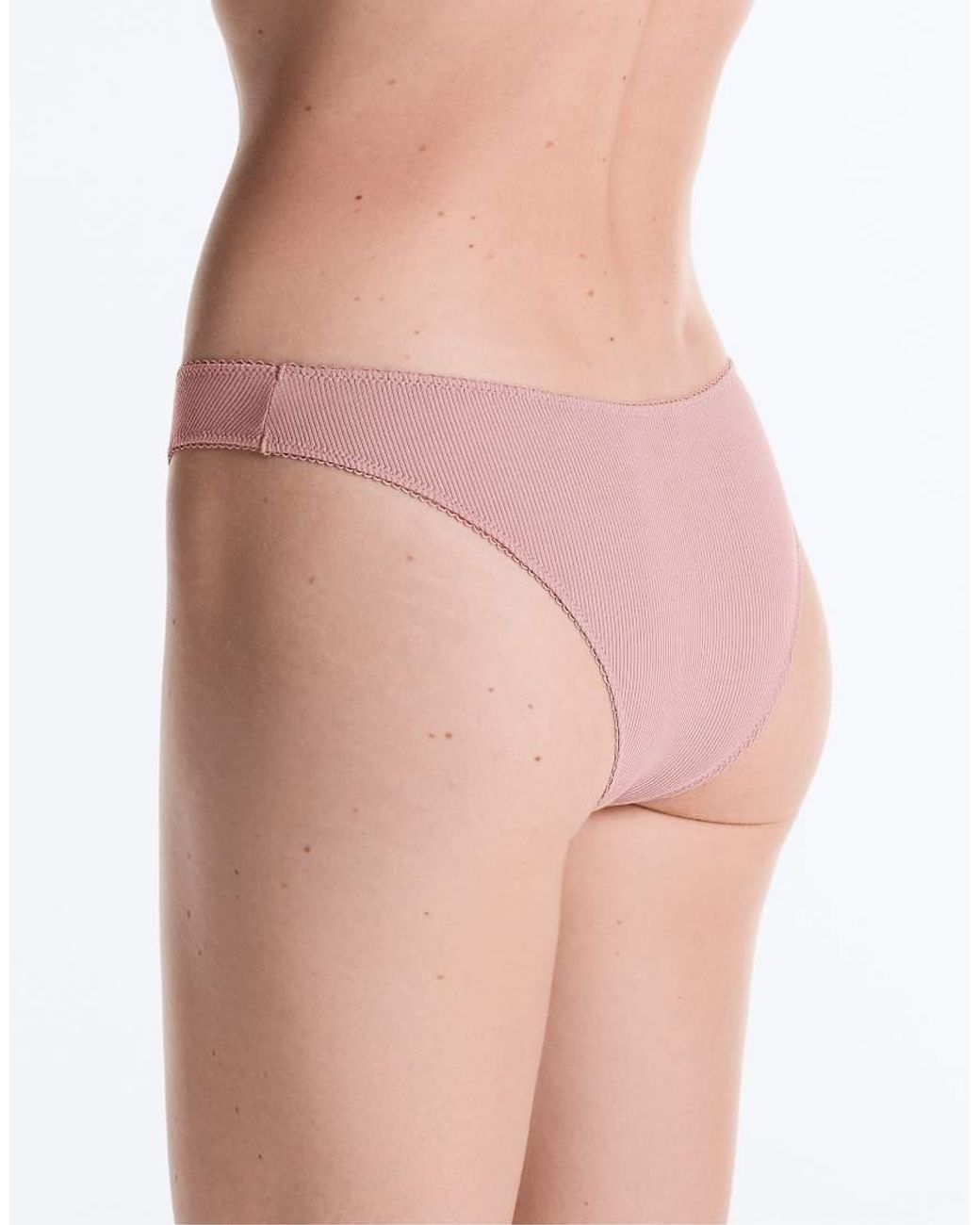 Oysho White 5 Cotton Rib U-cut Brazilian Briefs