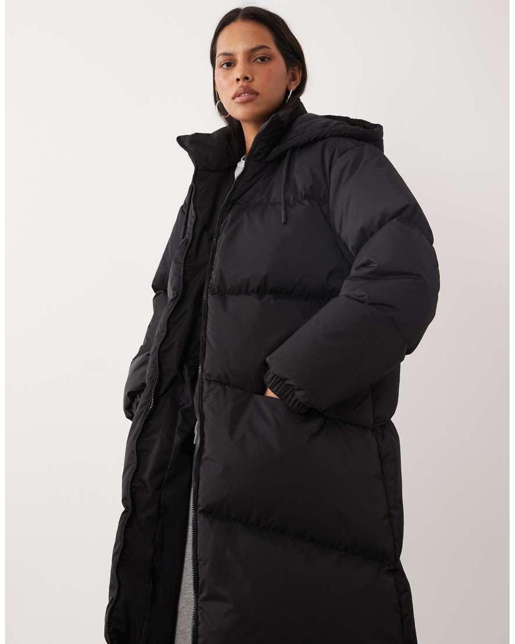 Brave Soul Blue Maxi Length Puffer Coat