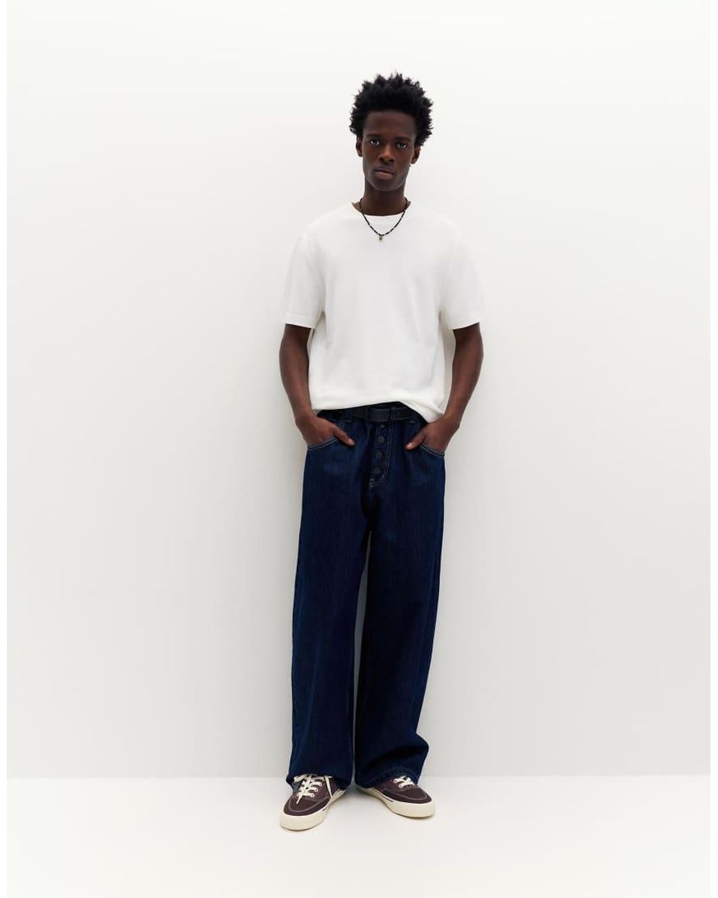 Pull&Bear White Short Sleeve Jumper for men