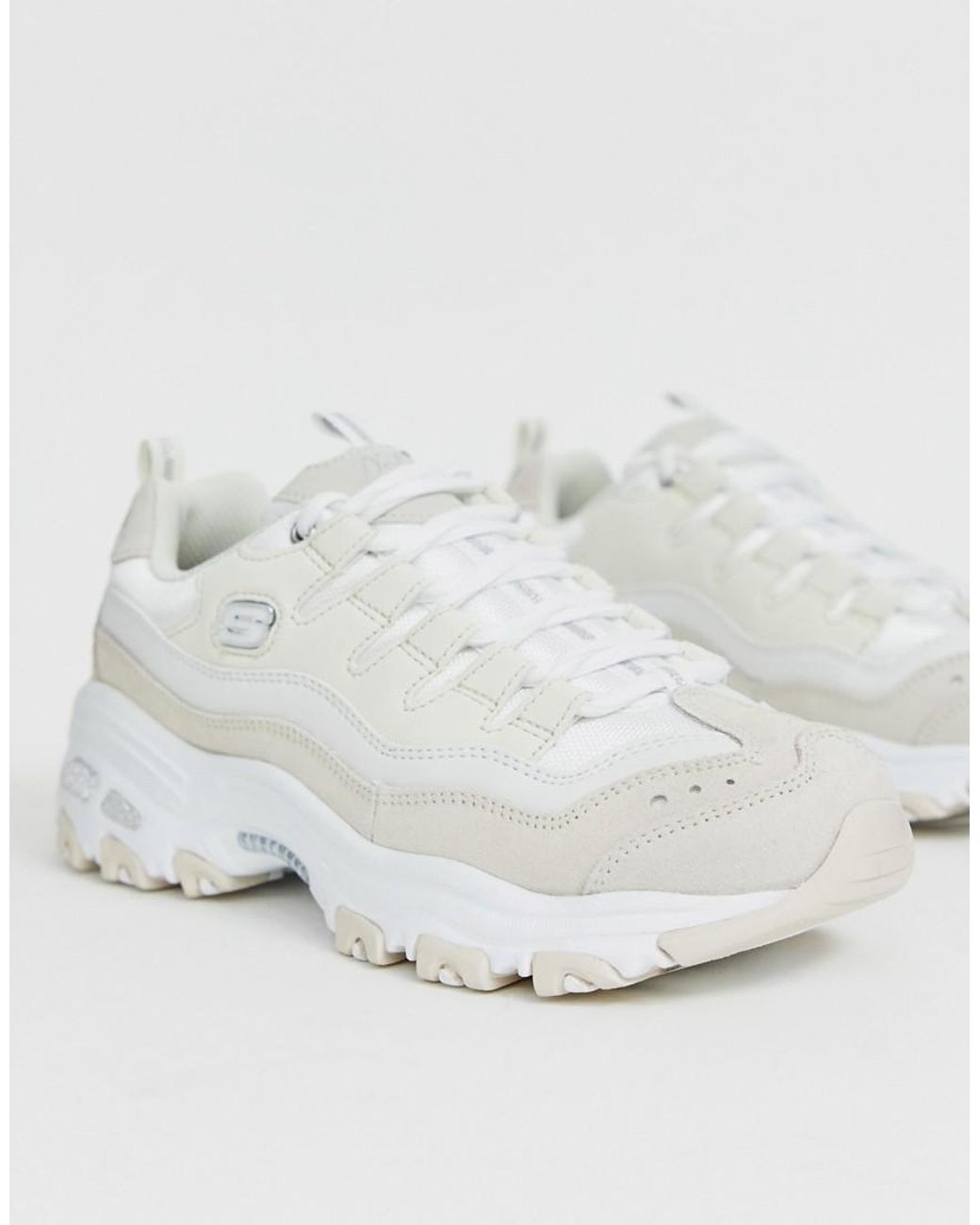 Skechers D'lite Chunky Trainers in White | Lyst