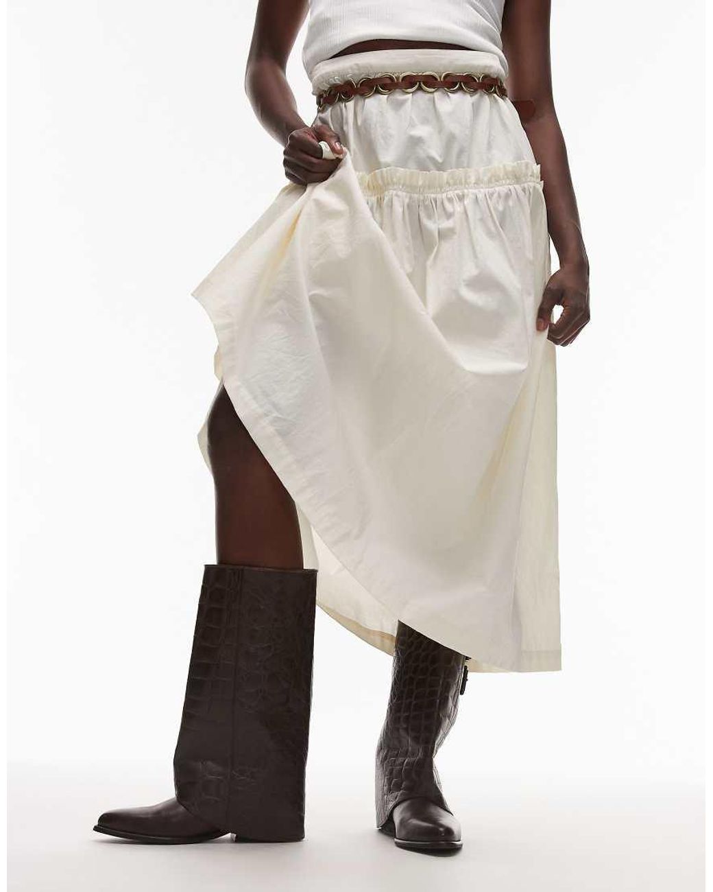Bronx White Kendr-A Buckle Detail Fold Over Boot