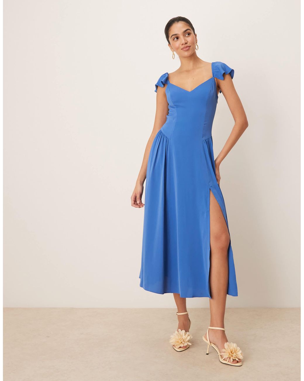 betsy and adam one shoulder midi dress Betsy & Adam Petite Off-The-Shoulder A-Line Long Dress - Sage Ivory
