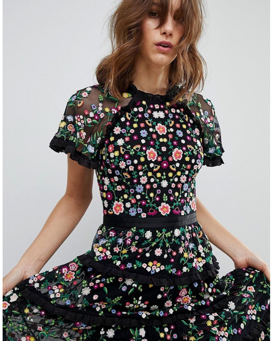 Needle and thread clearance black floral dress