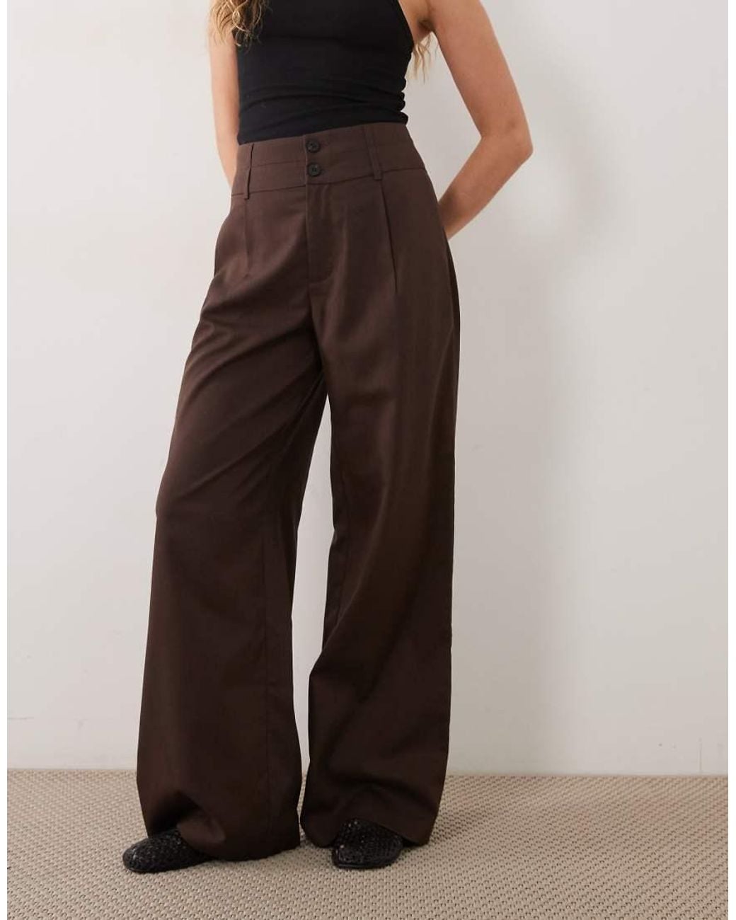 Vila Brown Tailored Wide Leg Pants Set