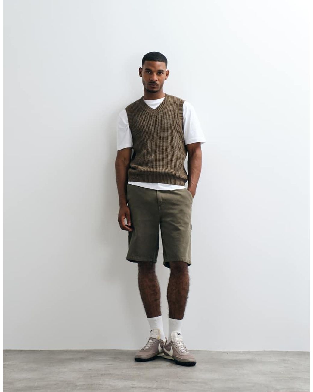 ASOS Brown Relaxed Knitted Waffle Vest for men