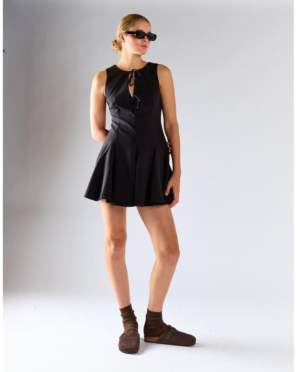 Glamorous Black Tie Front Dress