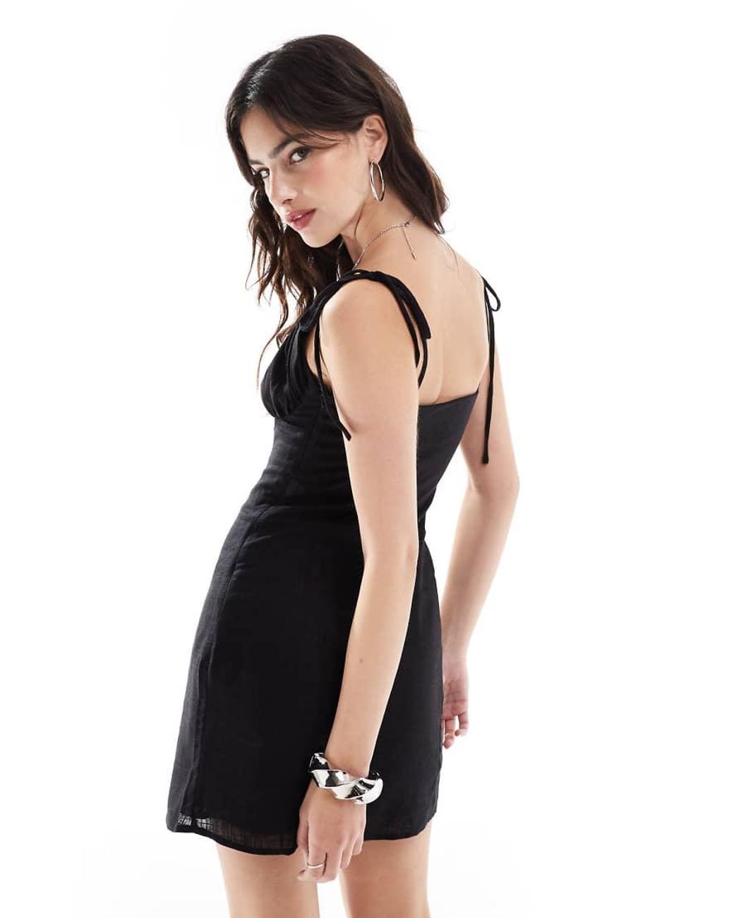 Glamorous Black Strappy Milkmaid Mini Dress