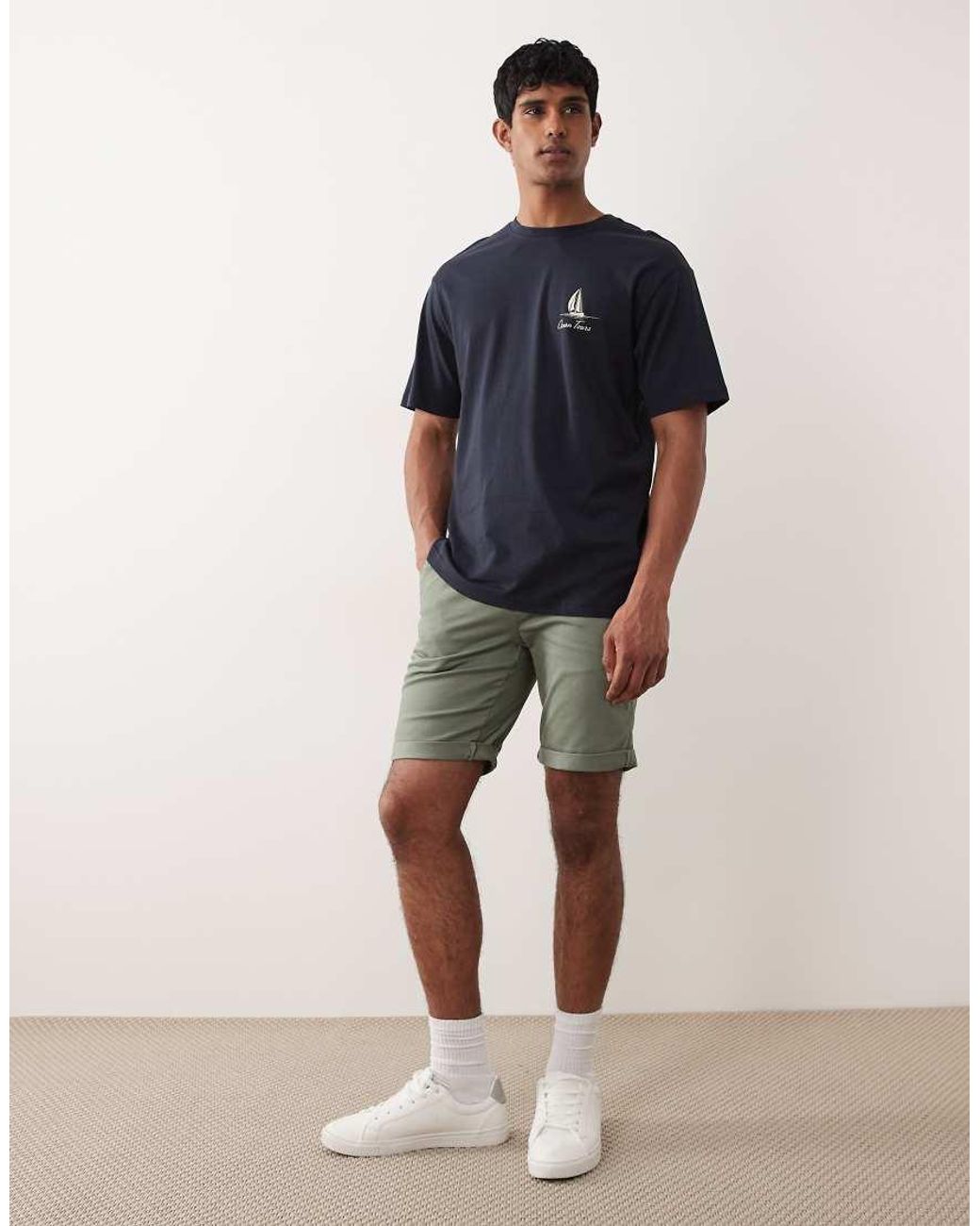 Only & Sons Black Oversized T-shirt With Portofino Back Print for men
