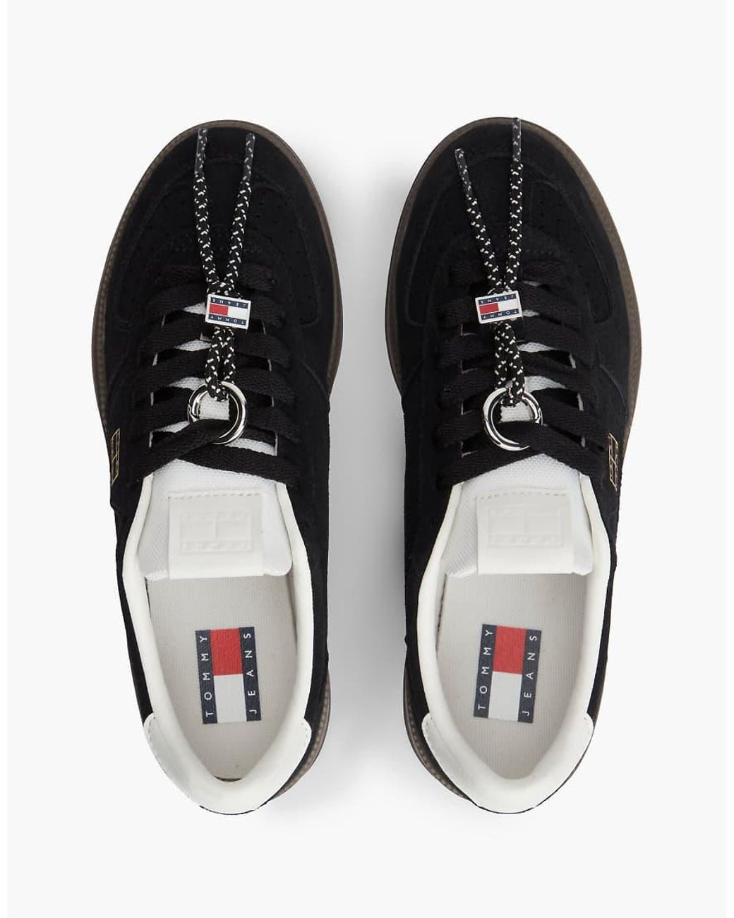 Tommy Hilfiger Black Logo-Plaque Panelled Sneakers