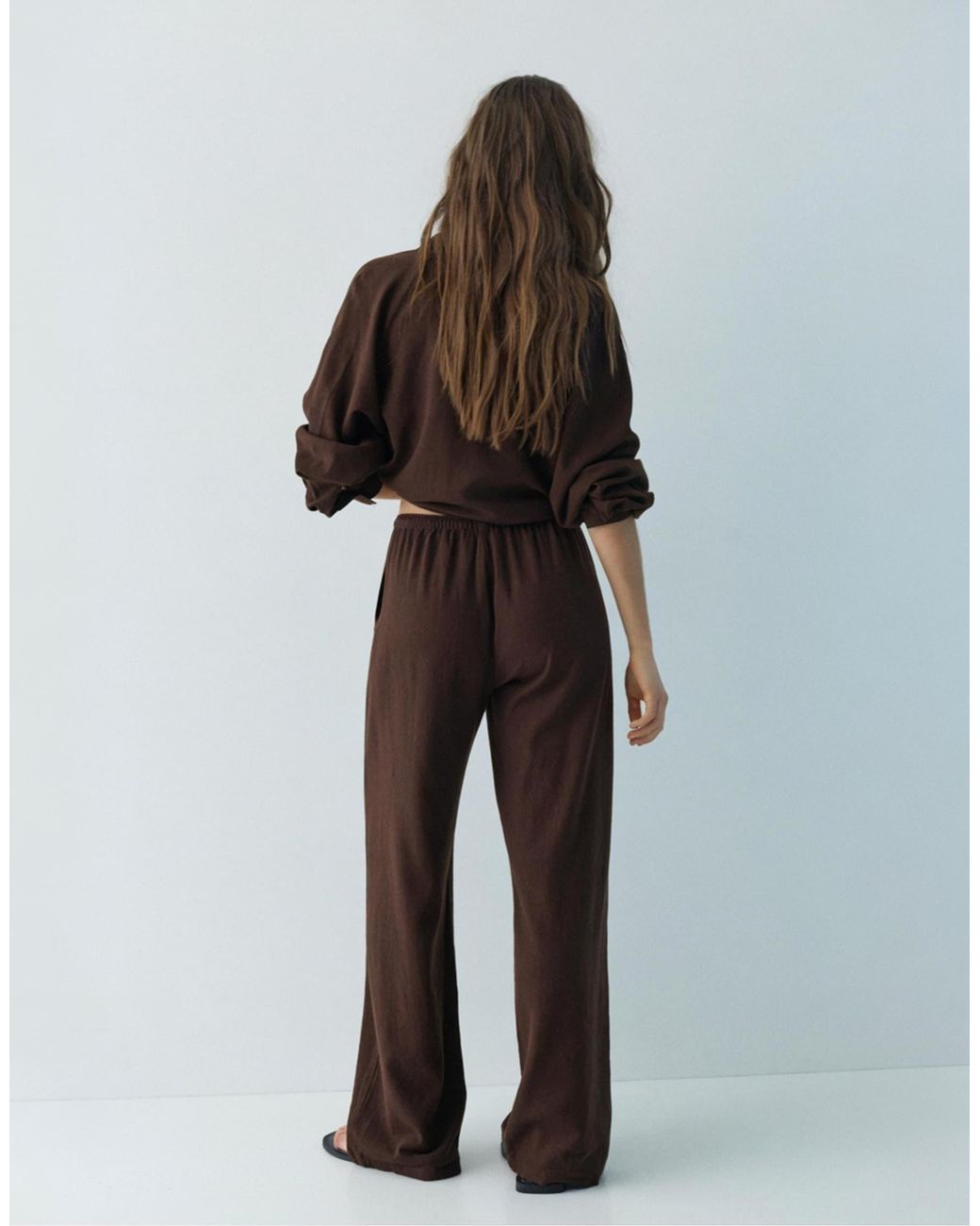 Pull&Bear Brown – hose aus leinenmix