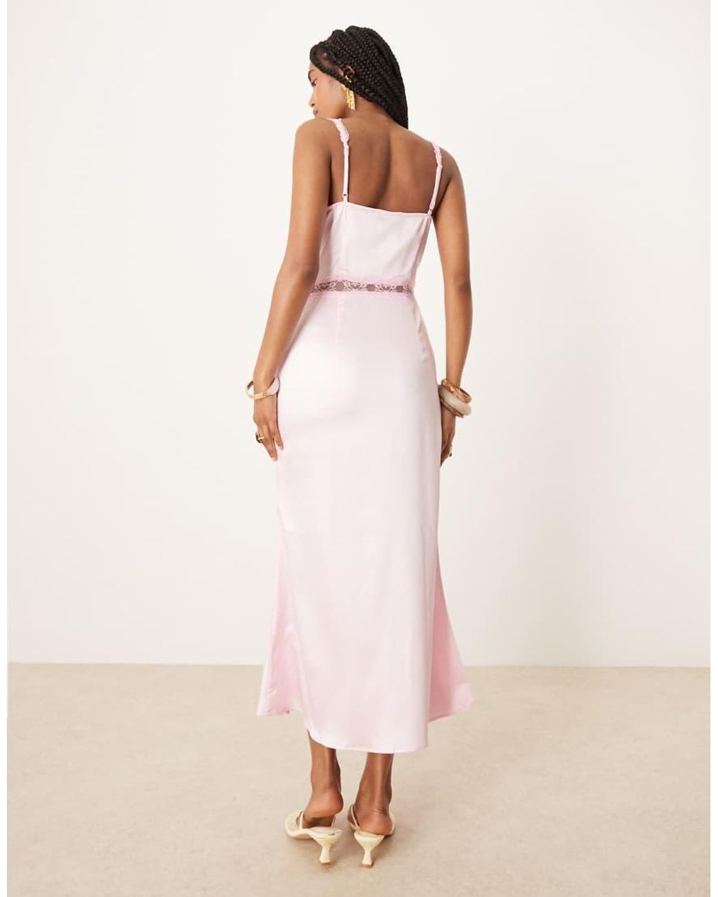 Never Fully Dressed Pink Mimi Lace Cut-out Satin Midaxi Dress