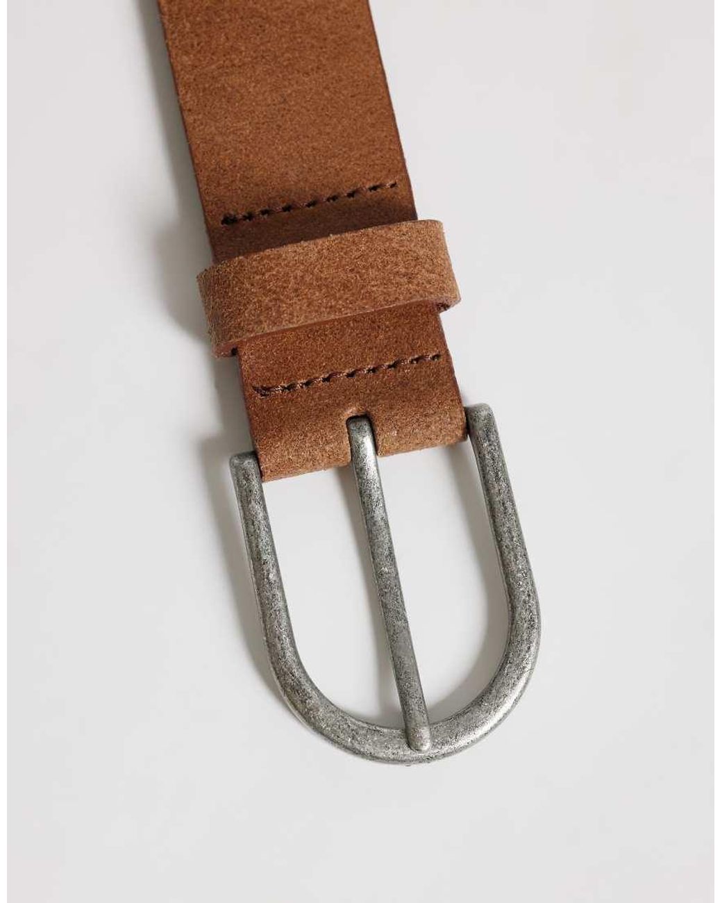 Jack & Jones Brown Leather Suede Belt for men