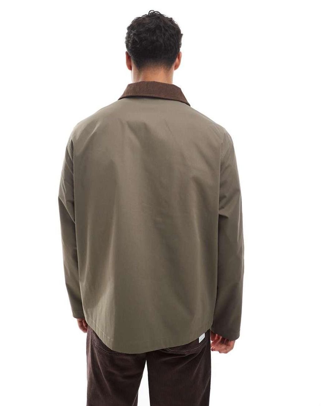 Jack & Jones Gray Harrington Jacket With Cord Collar for men