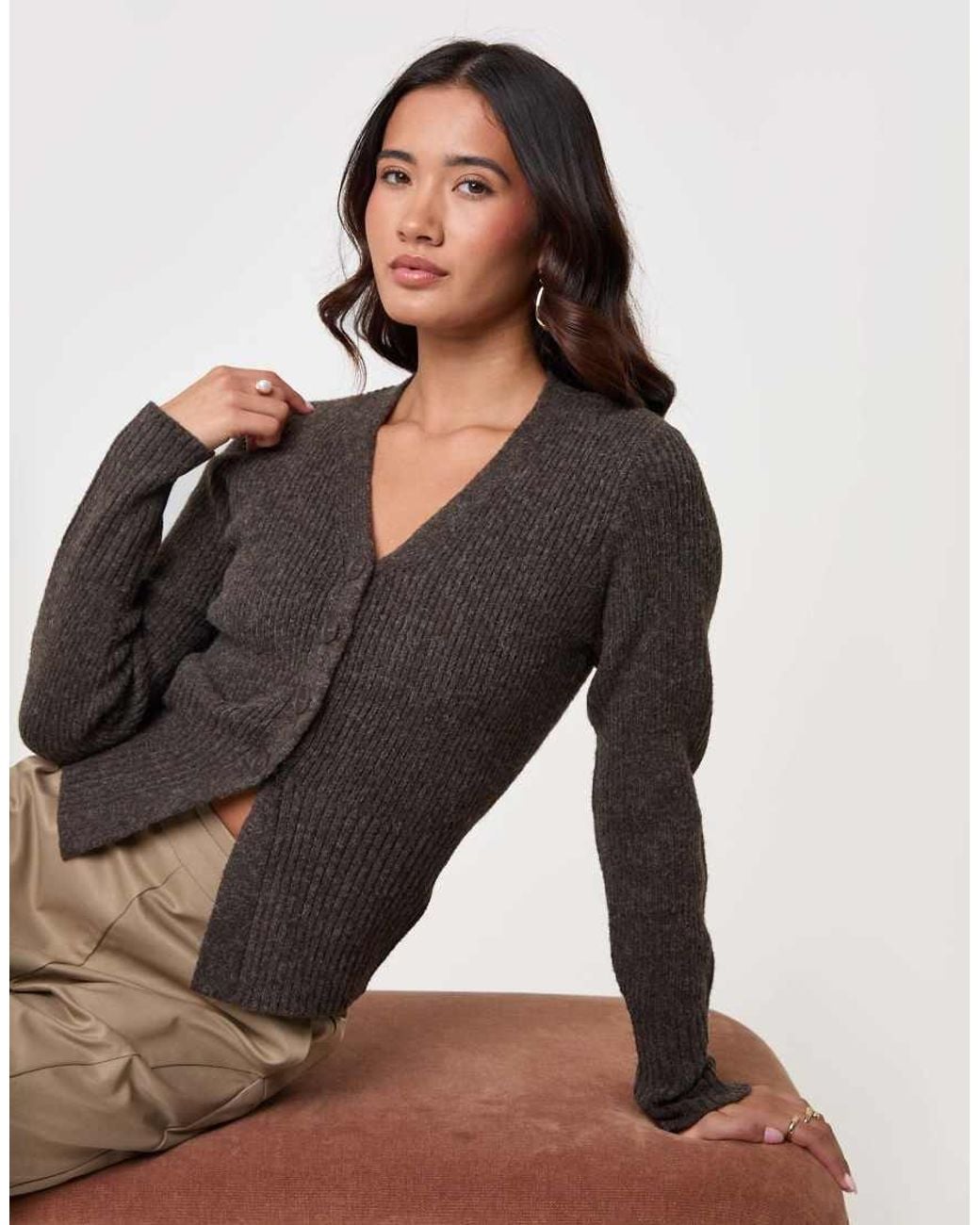 Threadbare Black V Neck Knitted Cardigan