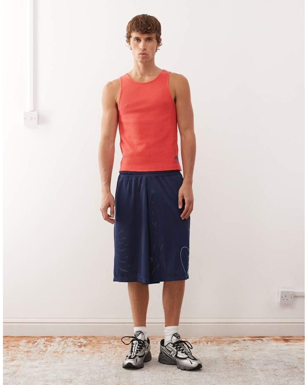 Collusion Red Ribbed Muscle Singlet for men
