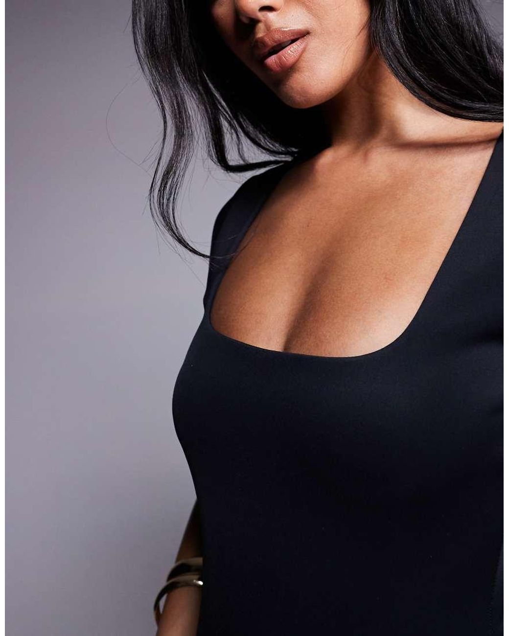 GOOD AMERICAN Blue Sculpting Square Neck Bodysuit