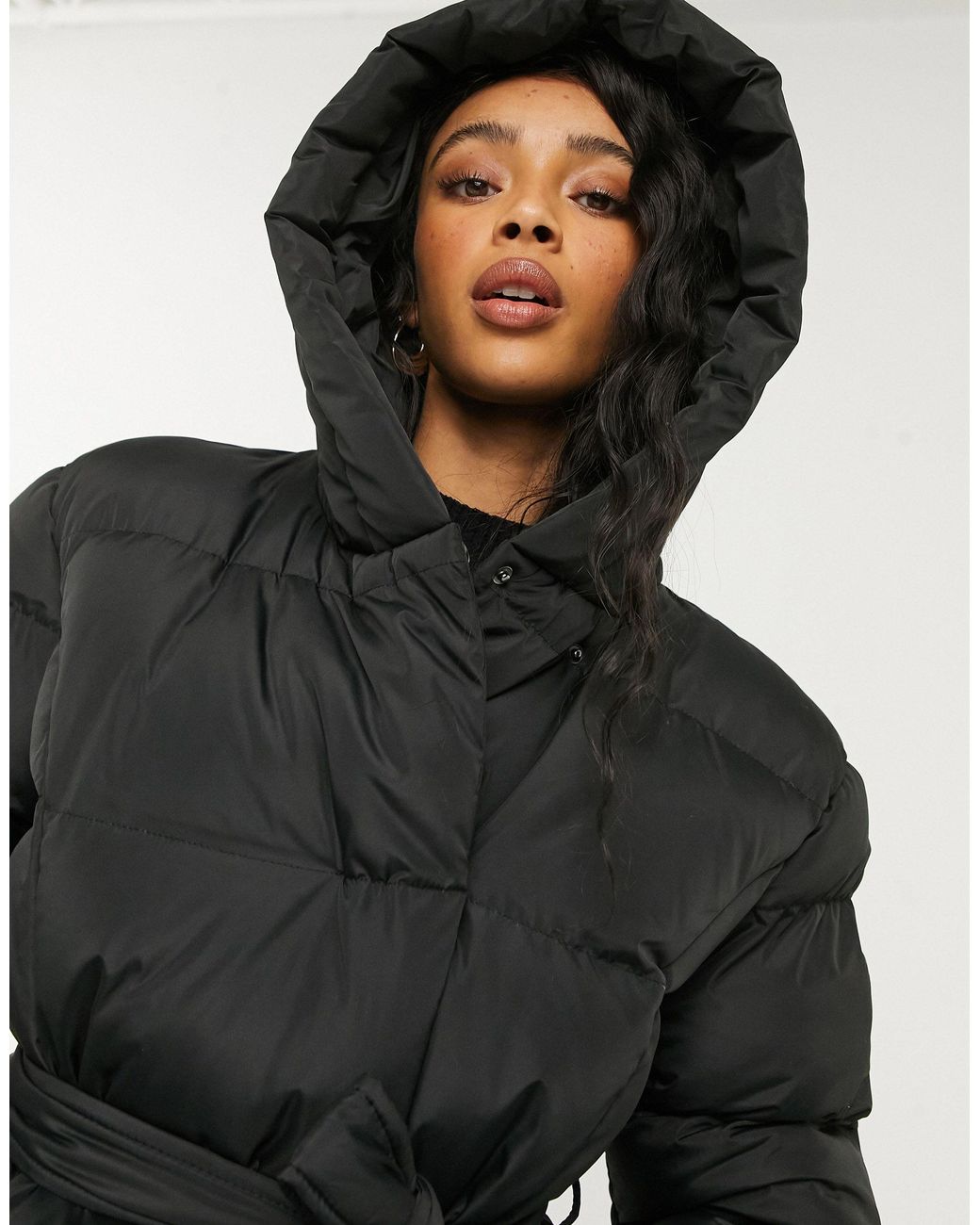 black puffer coat hood