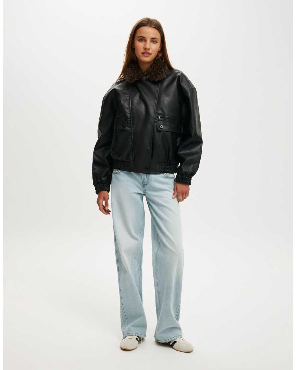 Cotton On Black Darcy Faux Leather Bomber