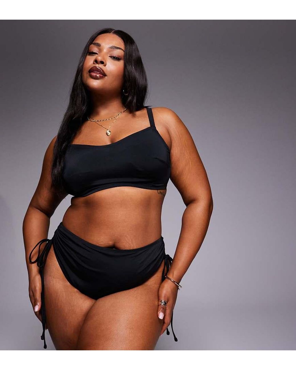 ASOS Black Asos Design Curve Maya Skinny Crop Bikini Top With Hidden Underwire