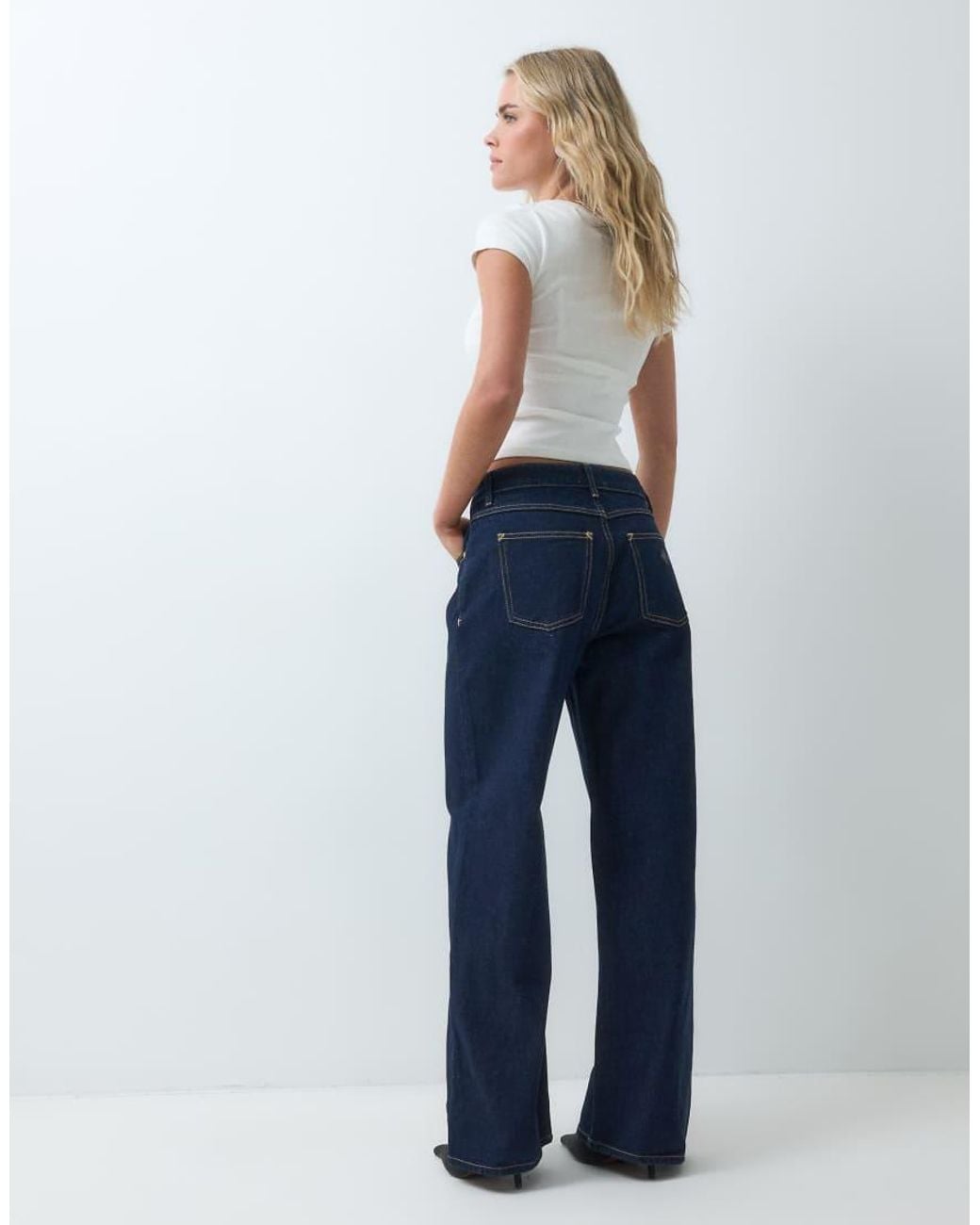 Abrand Jeans Blue Petite 95 Mid Rise Wide Leg Jeans