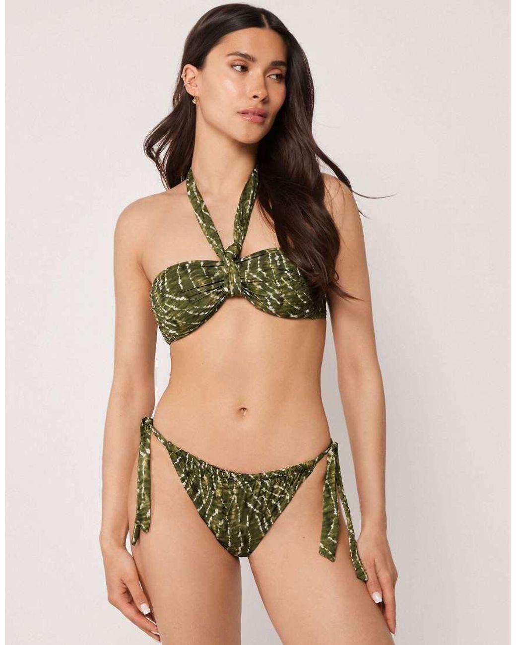 Calzedonia Green Bandeau Bikini Top Natural Tie-Dye