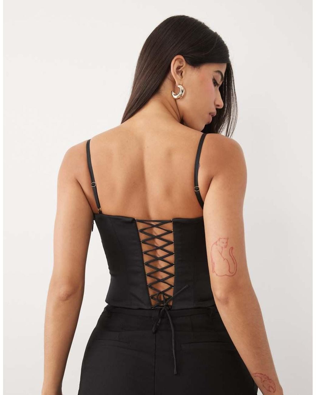 Oh Polly Natural Satin Corset Top