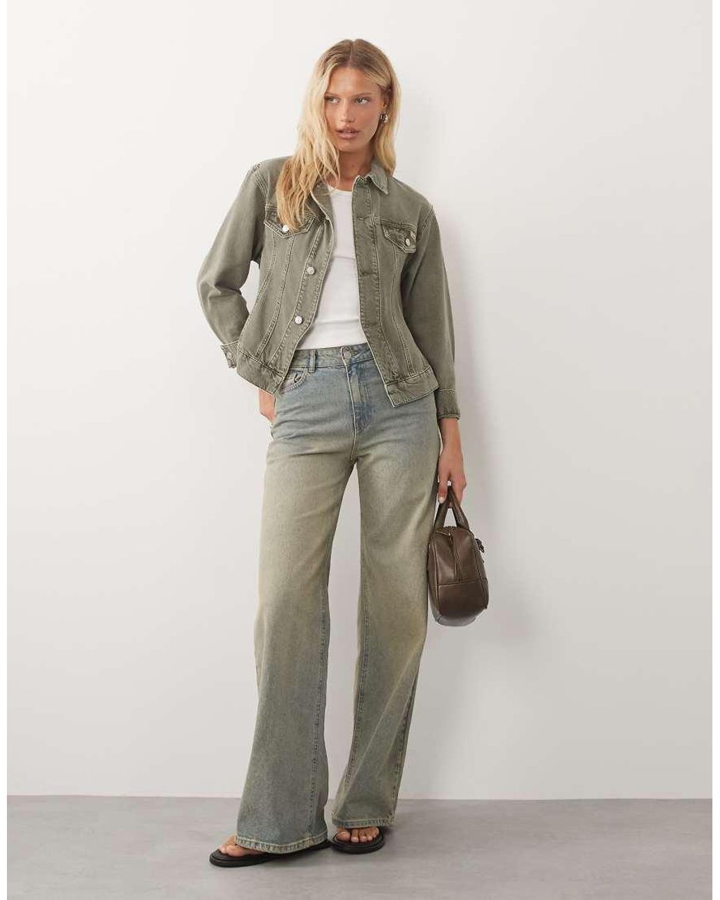 Calvin Klein Gray Cinched Waist Denim Jacket