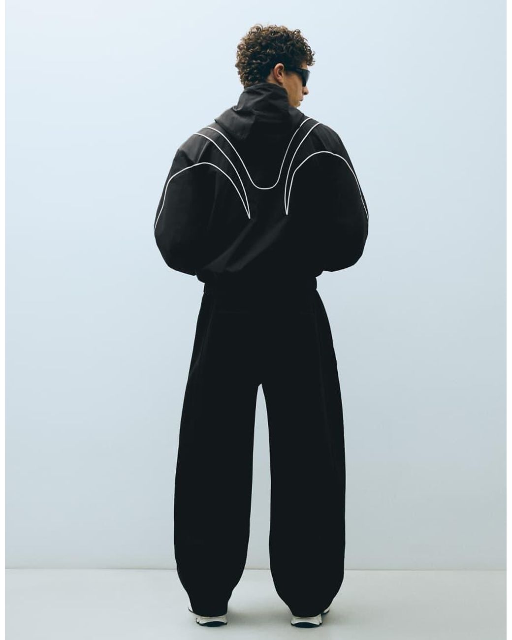 Bershka Black Lightweight Technical Hooded Jacket for men