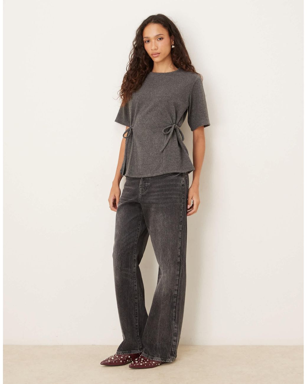 ASOS Gray Supersoft Cinched Tie Side Tee