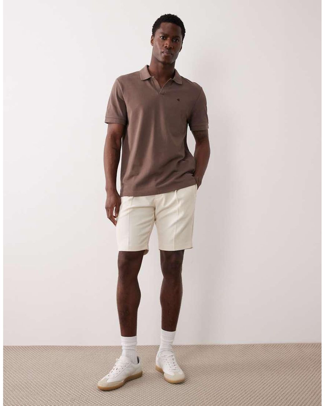 ASOS Brown Tailored Slim Pleated Shorts for men