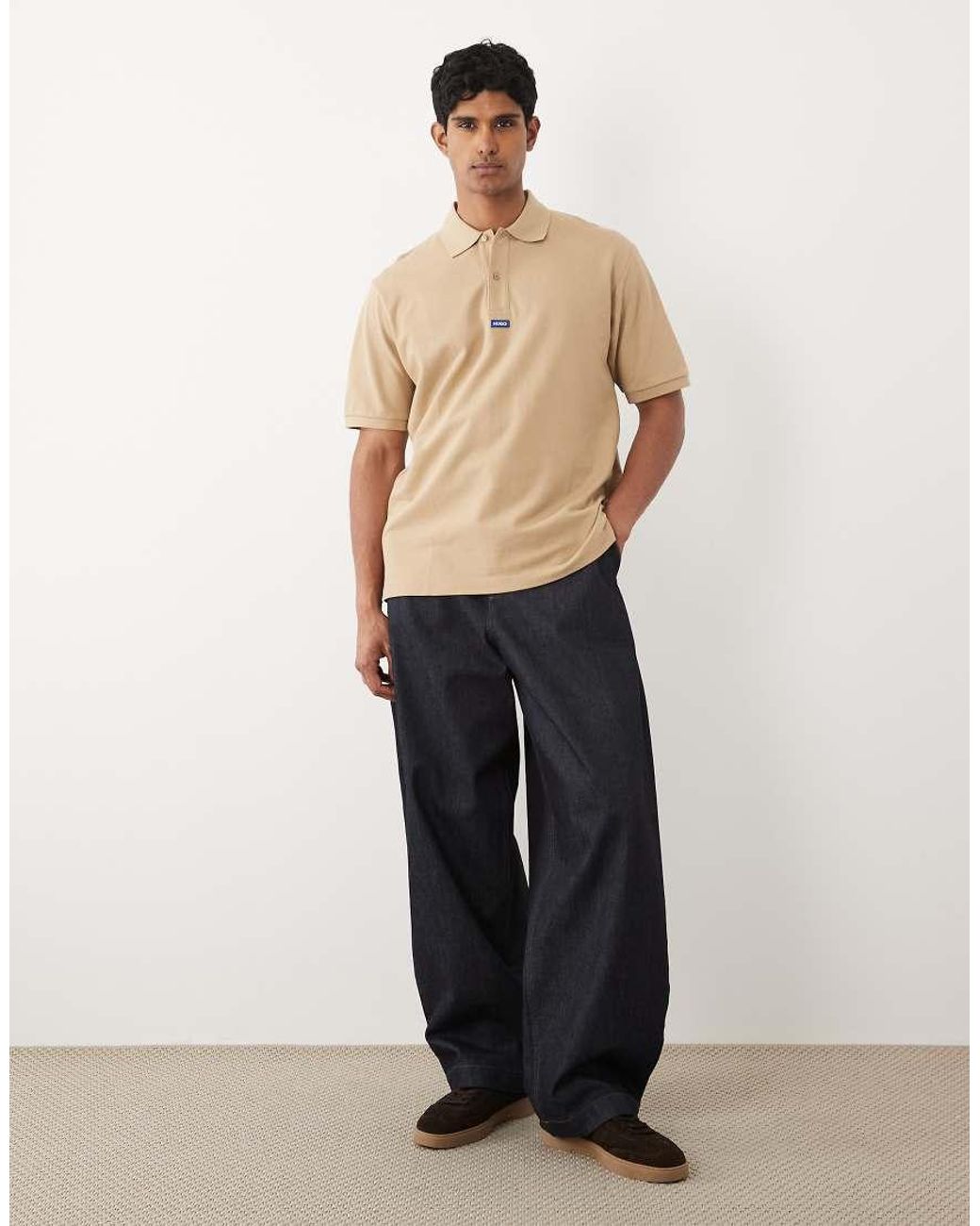 HUGO Natural Nolitos Loose Fit Polo Shirt for men
