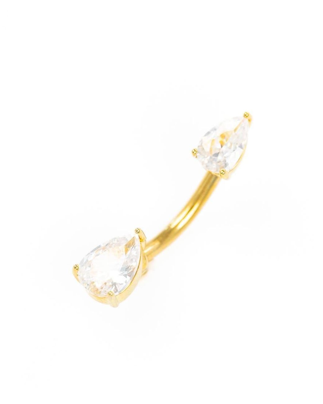 Lovisa White Plated Titanium Double Cubic Zirconia Belly Bar