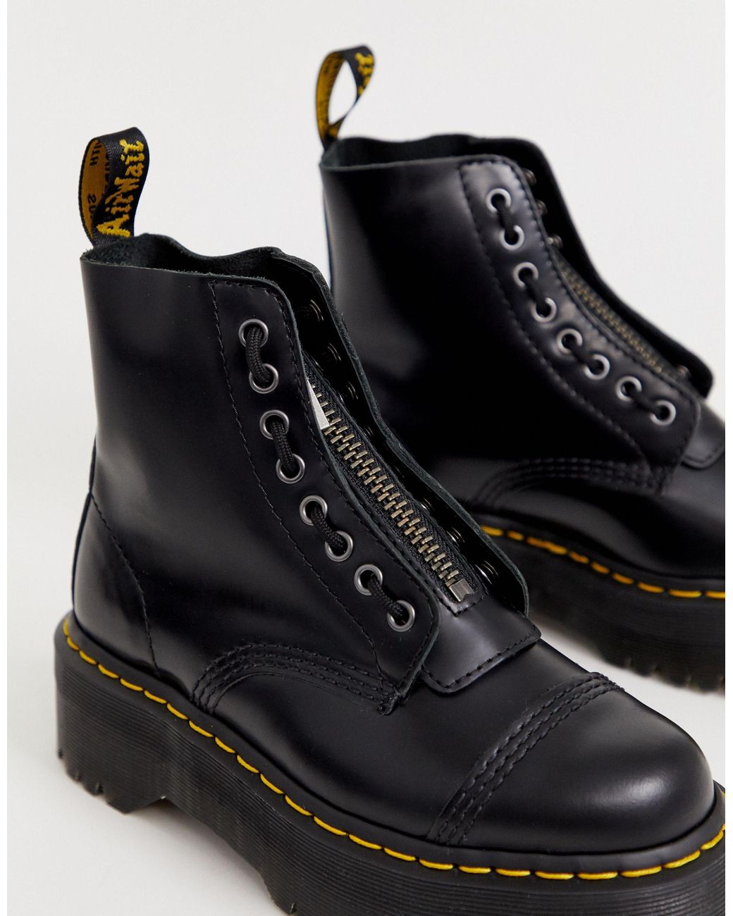 Dr. Martens Sinclair Leather Zip Chunky Flatform Boots in Black | Lyst
